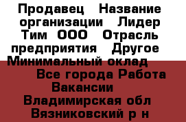 Продавец › Название организации ­ Лидер Тим, ООО › Отрасль предприятия ­ Другое › Минимальный оклад ­ 13 500 - Все города Работа » Вакансии   . Владимирская обл.,Вязниковский р-н